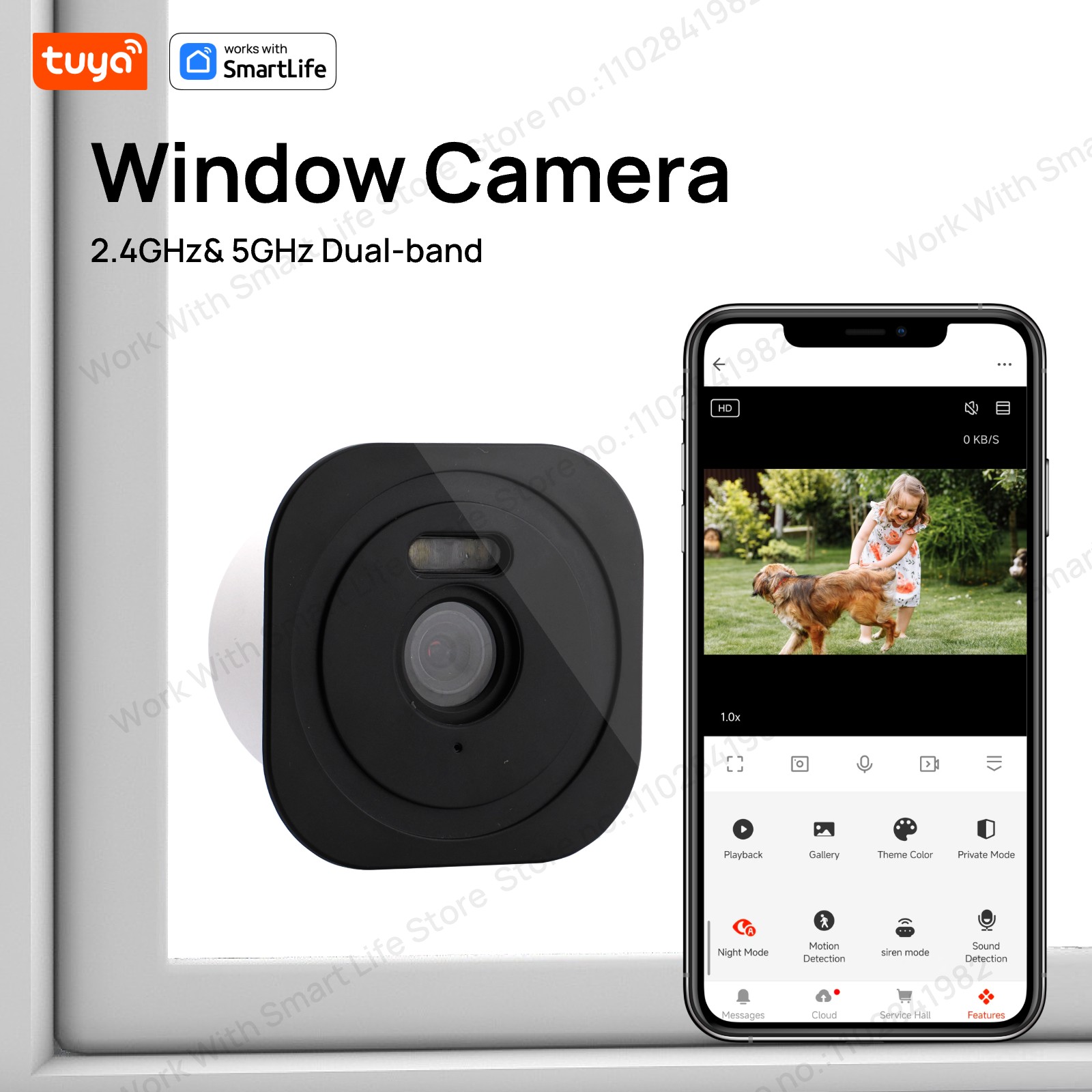 Smart Home Battery Camera Ezviz - 3MP 2K Tuya Window Camera,2.4GHz &