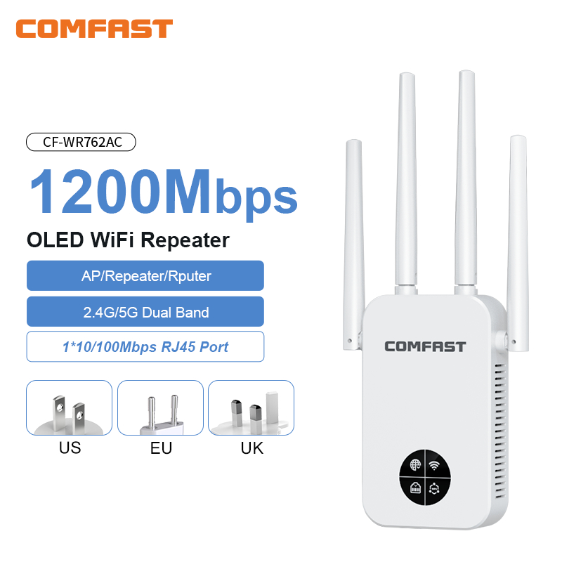 Smart Home X10 - COMFAST 1200Mbps Wifi Repetidor Smart Screen