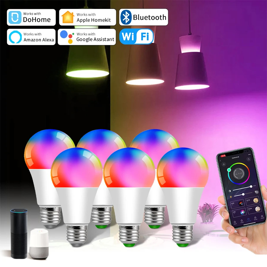 Smart Home Yellow - Dohome Wifi Bluetooth Smart Bulb Alexa