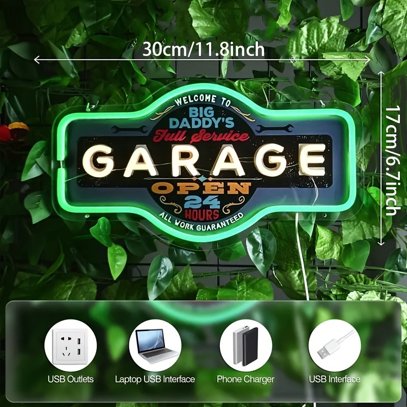 Retro Garage LED Neon Sign UV  - Smart Home Poster review and price