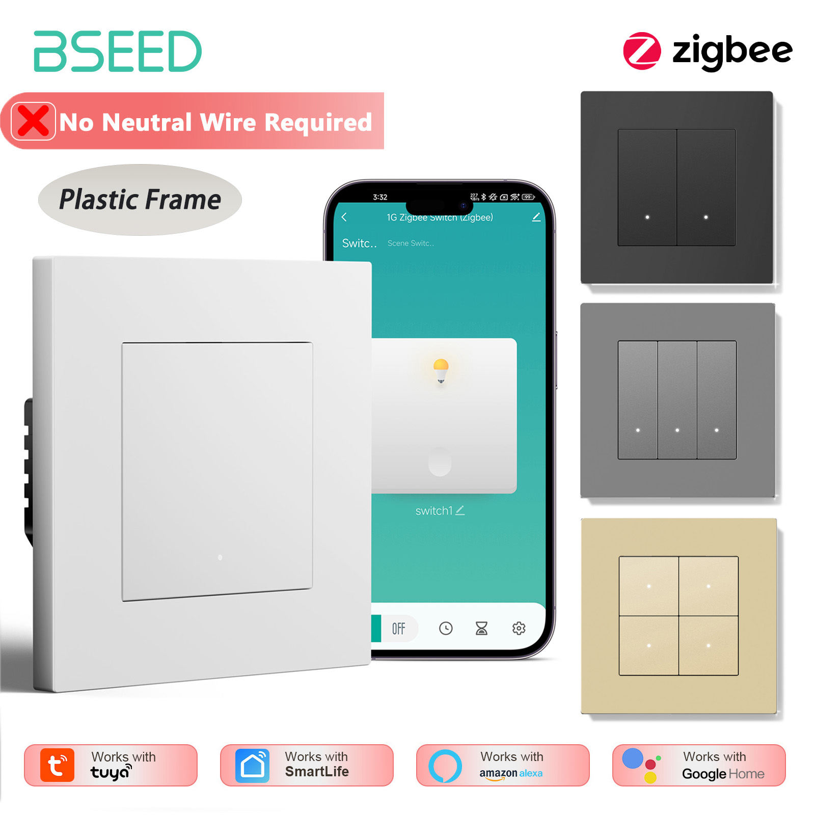 BSEED 1/2/3/4Gang Zigbee Light - Smart Home Yellow review and price