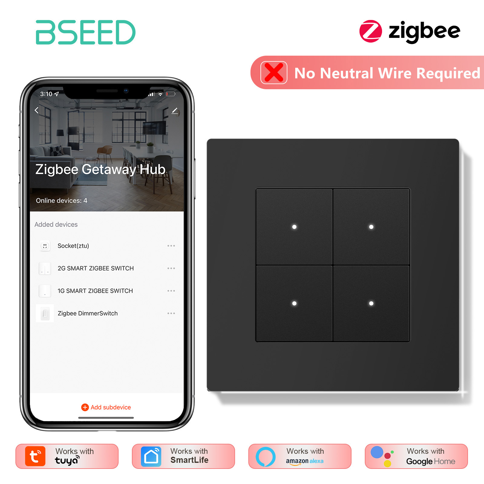 BSEED 1/2/3/4Gang Zigbee Light - Smart Home Yellow review and price