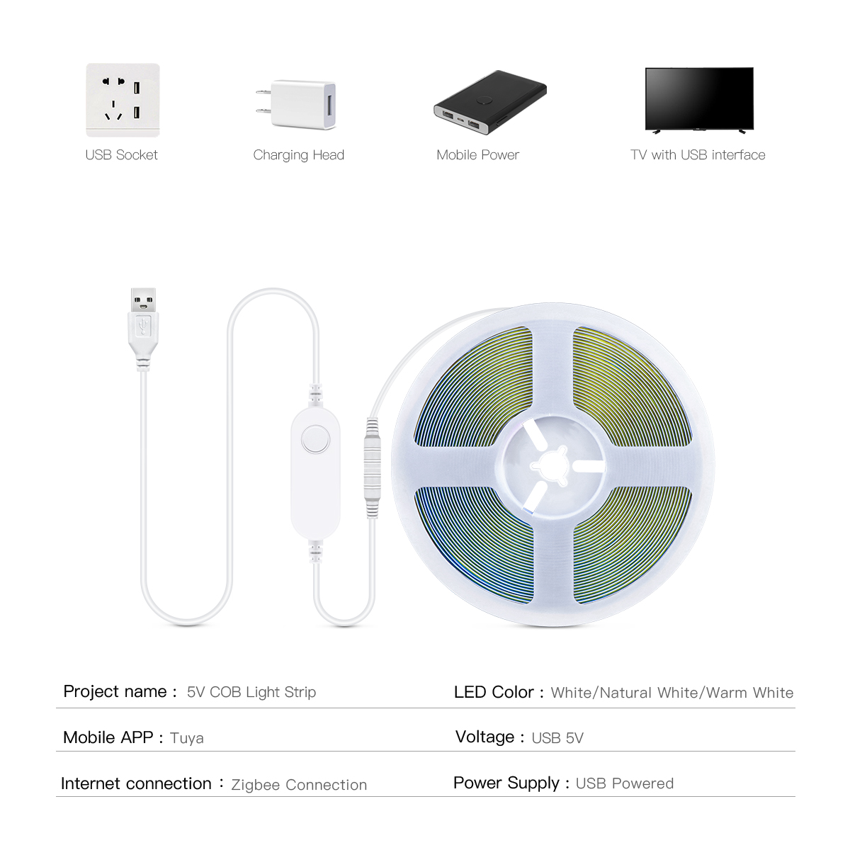 ZigBee COB LED Strip Smart Tuy - Smart Home Yellow review and price