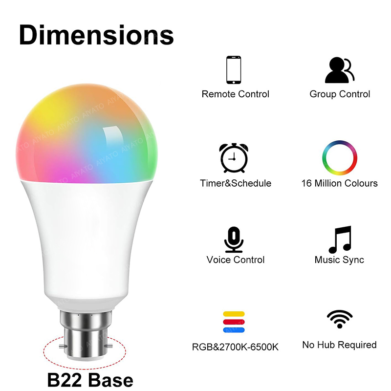 B22 Base UK TUYA Wifi Smart Bu - Smart Home Yellow review and price